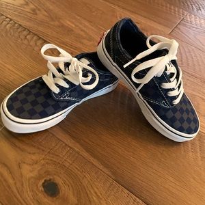 Boys Van's sneakers, worn once for pics. Blue and gray checked. Size US 13